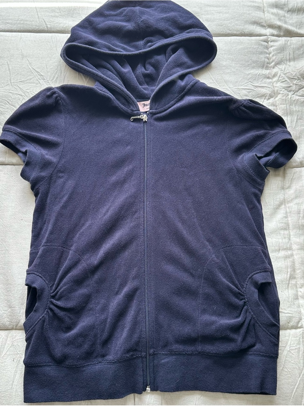 Juicy Couture Navy Blue Short-Sleeve Zip Hoodie